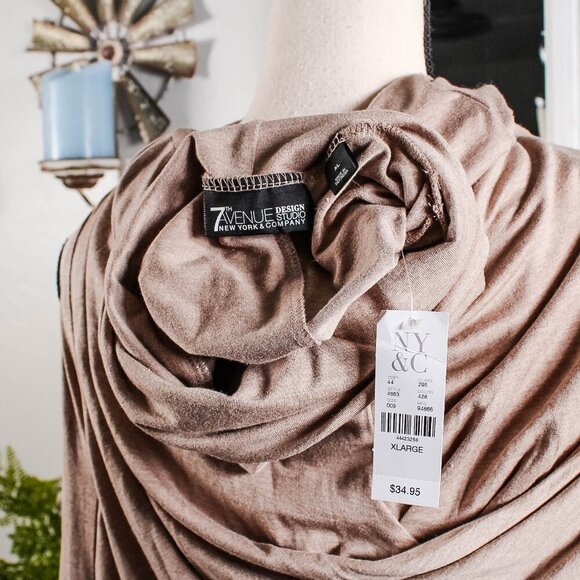 NY&CO 7th Ave Design Studio Draped Cowl Neck Tunic Top NWT XL - Picture 5 of 10